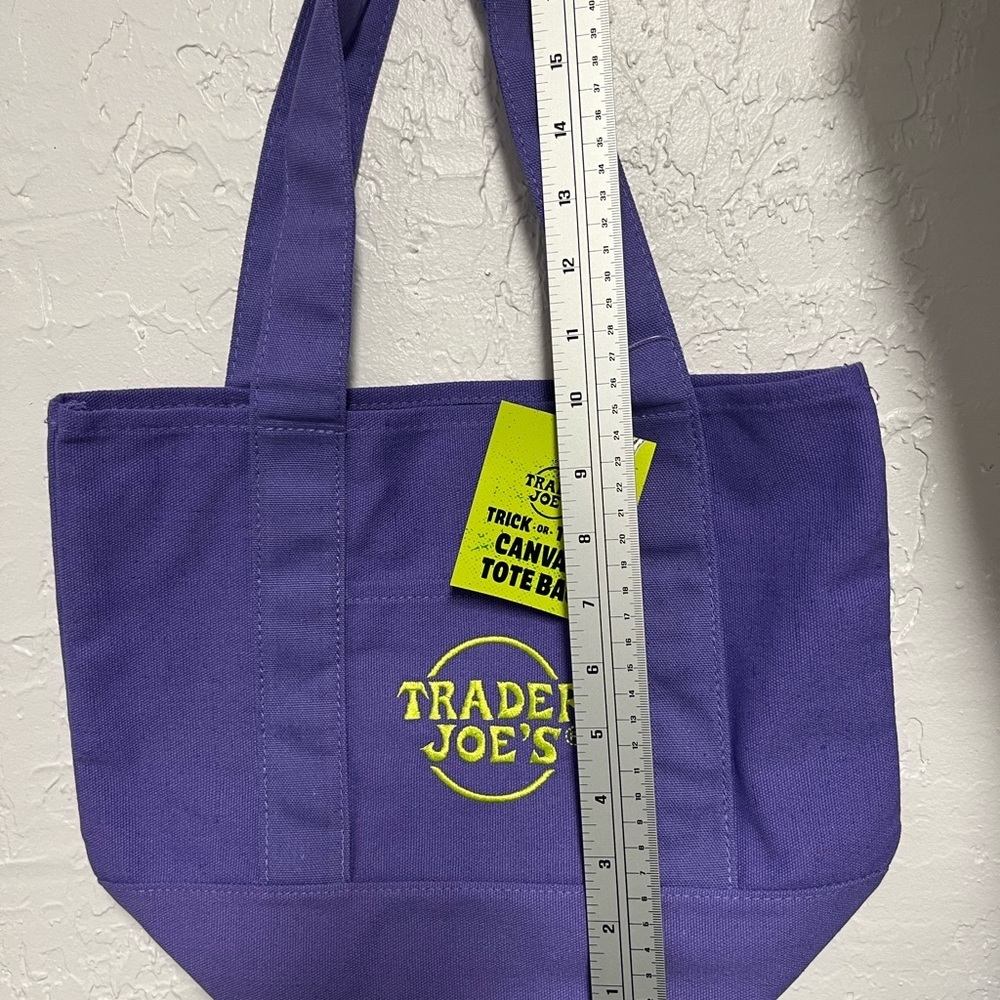 Trader Joe's Purple Canvas Trick or Treat MINI Tote Bag - Picture 3 of 4